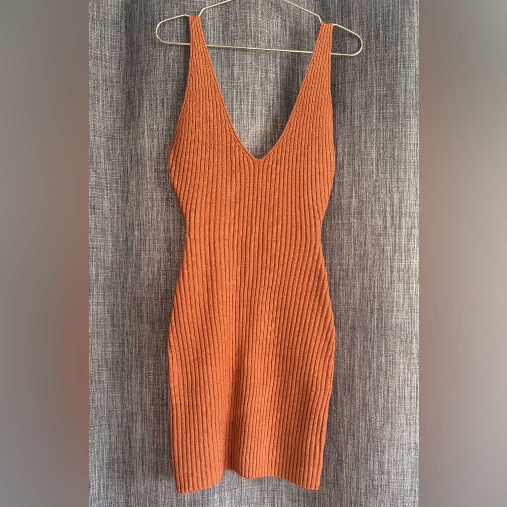Milani Terracotta Ribbed Mini Dress